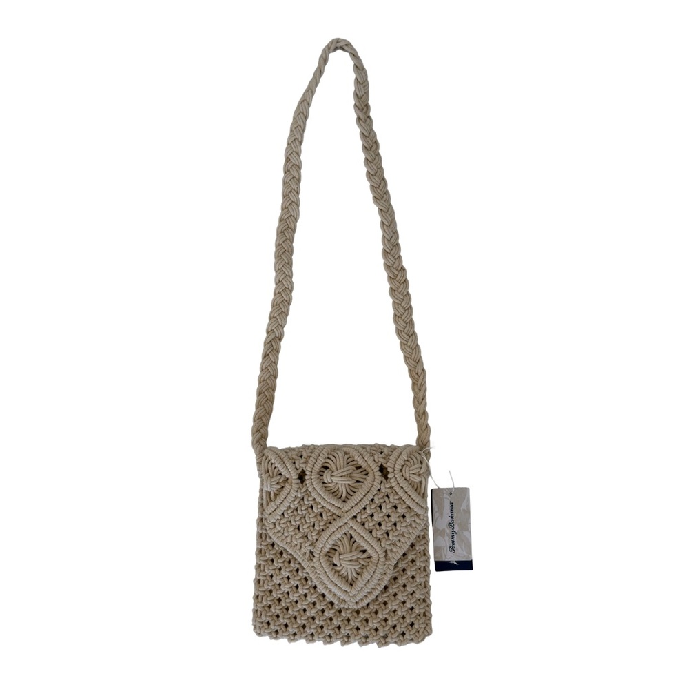 Tommy Bahama shoulder bag fabric macrame cream